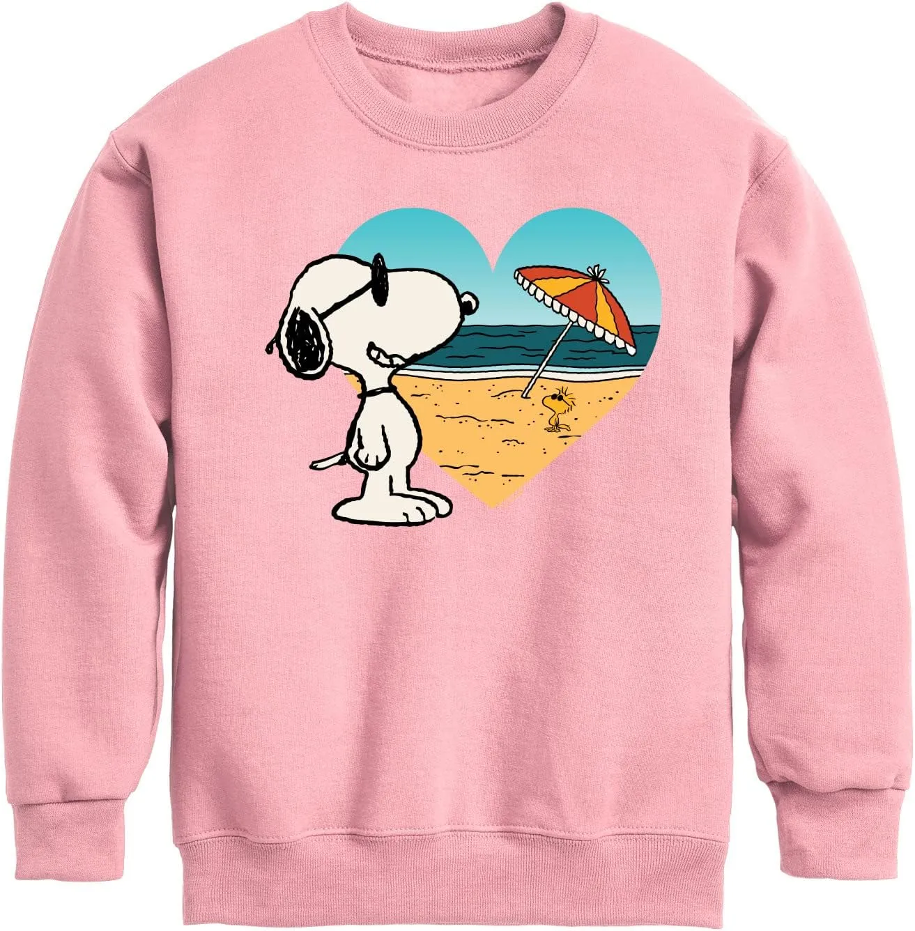 HYBRID APPAREL - Peanuts - Summer Edition - Snoopy Hearts The Beach - Toddler & Youth Crewneck Fleece Sweatshirt