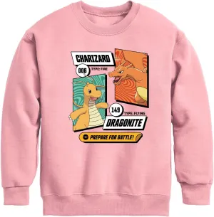 HYBRID APPAREL - Pokmon Dragonite Charizard Prepare for Battle - Kids Crewneck Fleece Sweatshirt