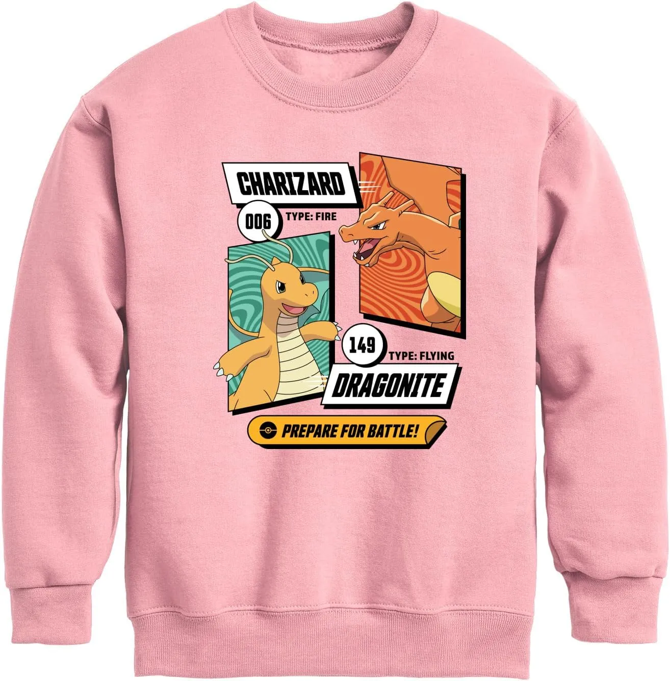 HYBRID APPAREL - Pokmon Dragonite Charizard Prepare for Battle - Kids Crewneck Fleece Sweatshirt
