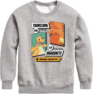 HYBRID APPAREL - Pokmon Dragonite Charizard Prepare for Battle - Kids Crewneck Fleece Sweatshirt