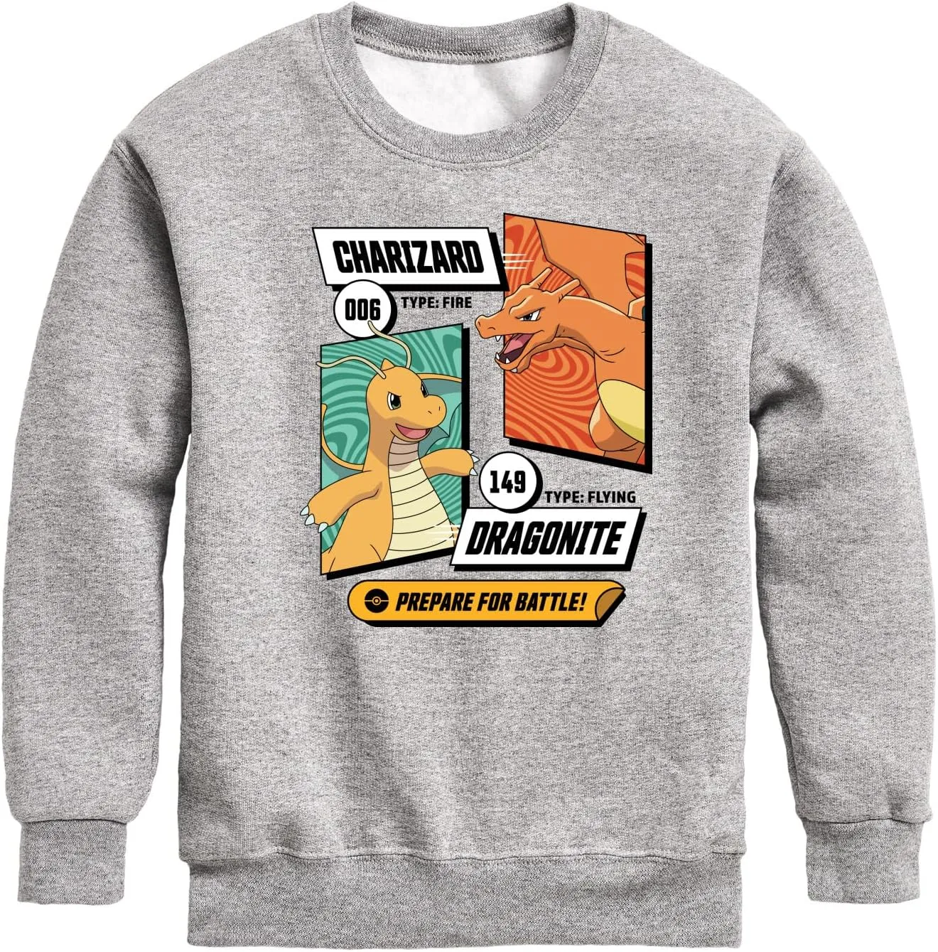 HYBRID APPAREL - Pokmon Dragonite Charizard Prepare for Battle - Kids Crewneck Fleece Sweatshirt