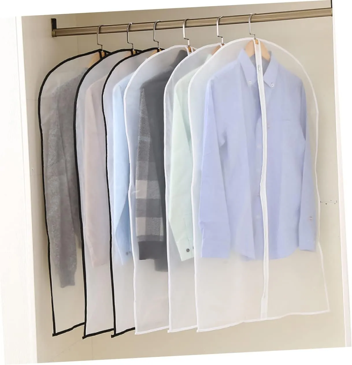 IMIKEYA Transparent Garment Bag for Clothes Storage Dust Cover Organizer Suit Coat Protector with Black Edging Travel Home Use