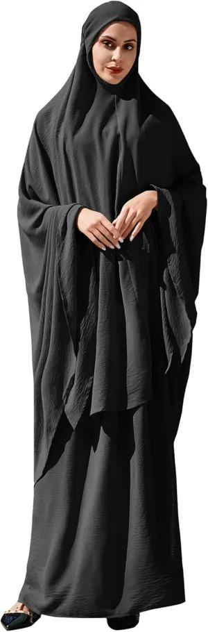 IWEMEK Jilbab for Muslim Women 2 piece Burkas for Women Muslim Hijab Dress Maxi Skirt Khimar Abayas for Women Muslim Dress