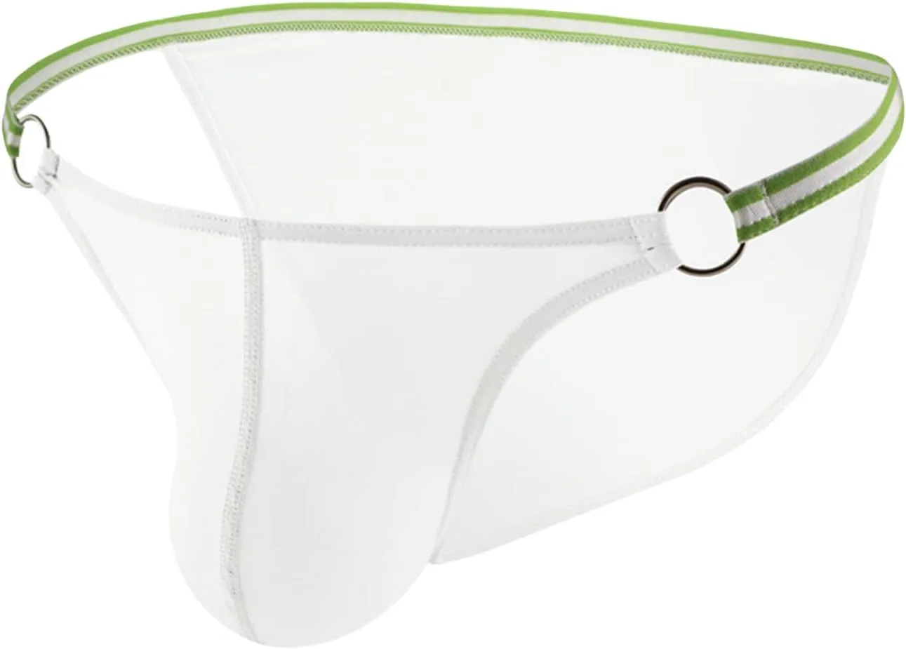 JEsilunmaMY Mens Breathable Bikini Briefs Ice Silk Low Rise Bulge Pouch G-String Thongs Solid Color Stretch Hollow Underwear (White,Large)