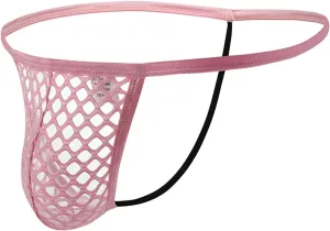 JEsilunmaMY Mens Hollow Out G-String Thongs Low Rise Fishnet Bulge Pouch Bikini Brief Transparent Mesh T-Back Underwear