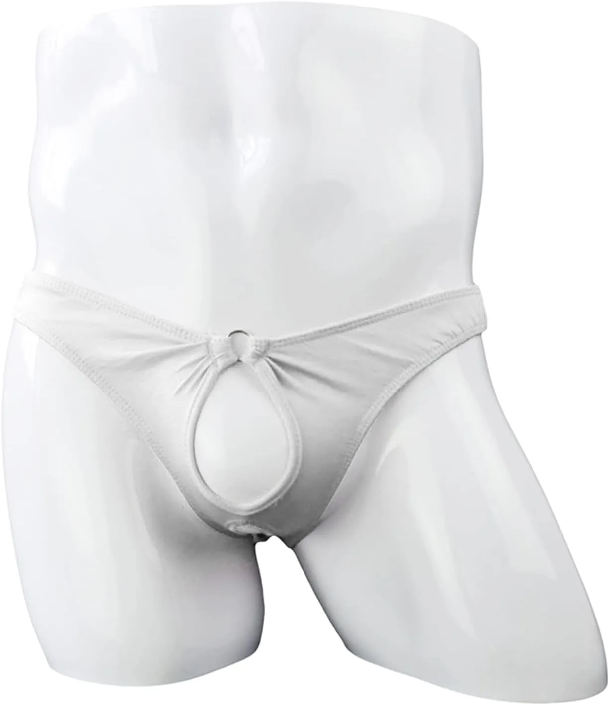 JEsilunmaMY Mens Open Front Briefs Low Waist Hollow Bikini Underwear Lingerie See Through Underpants with Metail O Ring