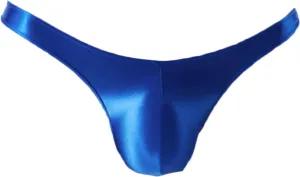 JEsilunmaMY Men's Shiny Low Rise Silk Briefs Solid Color Breathable G-string Thongs Stretch Pouch Sexy Bikini Underwear