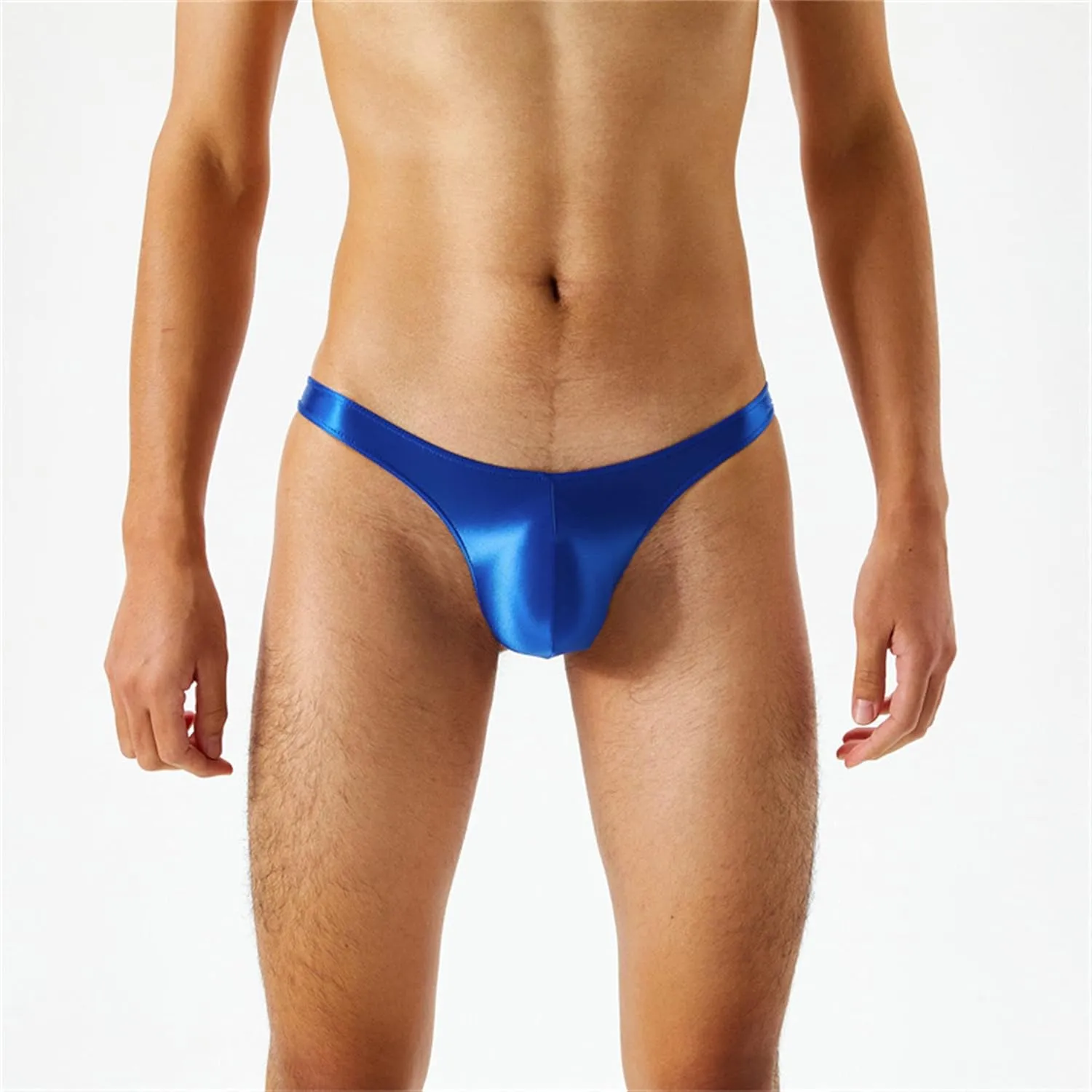 JEsilunmaMY Men's Shiny Low Rise Silk Briefs Solid Color Breathable G-string Thongs Stretch Pouch Sexy Bikini Underwear