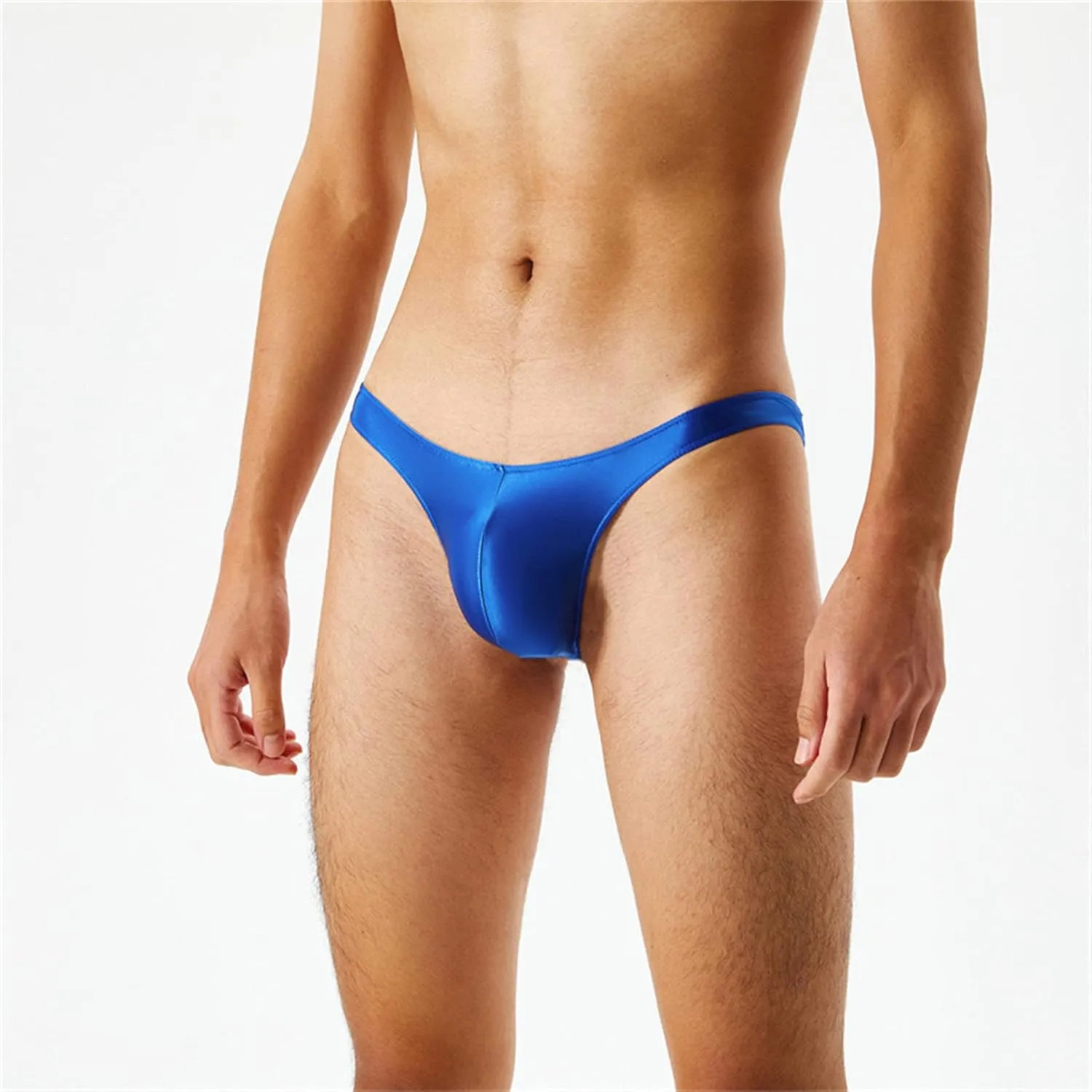 JEsilunmaMY Men's Shiny Low Rise Silk Briefs Solid Color Breathable G-string Thongs Stretch Pouch Sexy Bikini Underwear