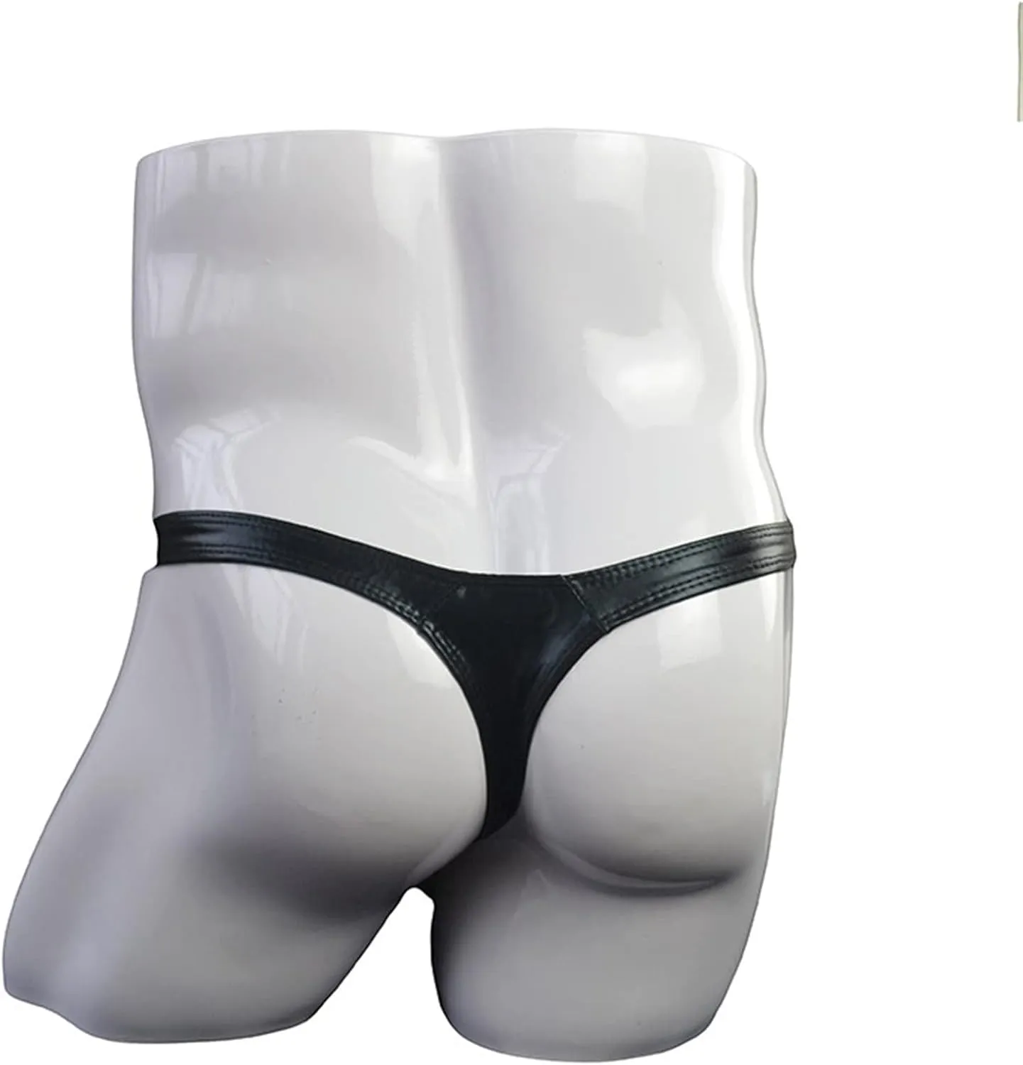 JEsilunmaMY T-Back Thong for Men Low Rise Bulge Pouch Leather G-String Panties Solid Color Bikini Briefs Temptation Underwear
