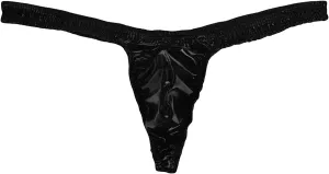 JEsilunmaMY T-Back Thong for Men Low Rise Bulge Pouch Leather G-String Panties Solid Color Bikini Briefs Temptation Underwear