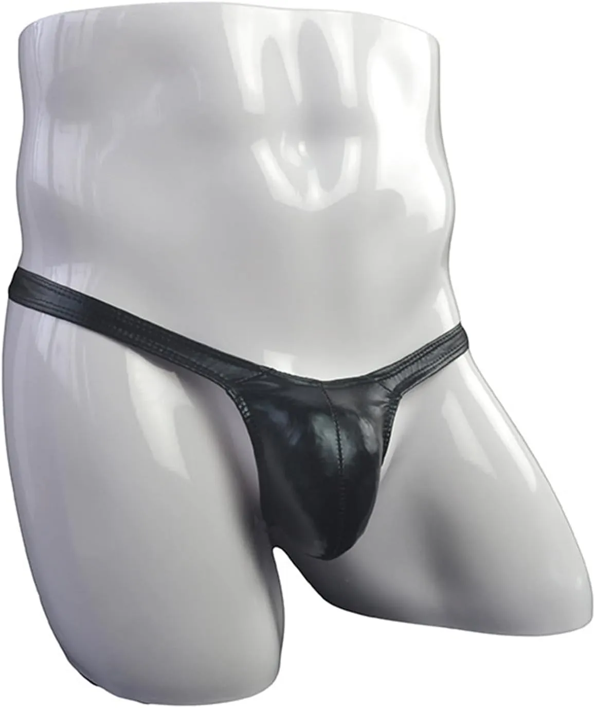 JEsilunmaMY T-Back Thong for Men Low Rise Bulge Pouch Leather G-String Panties Solid Color Bikini Briefs Temptation Underwear