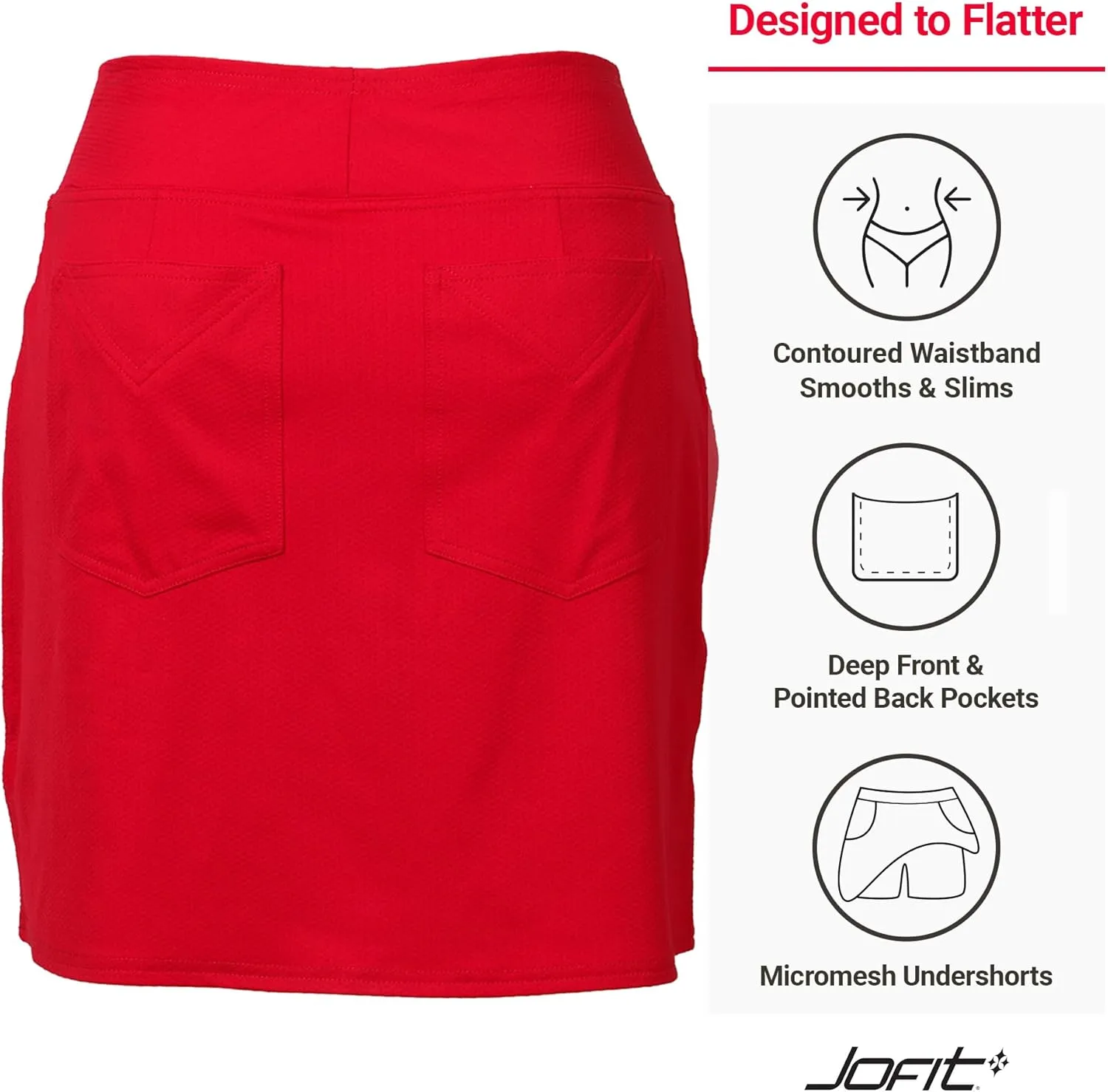 Jofit Apparel Women's Athletic Clothing 17" Mini Skort for Golf, Workout, and Casual Wear