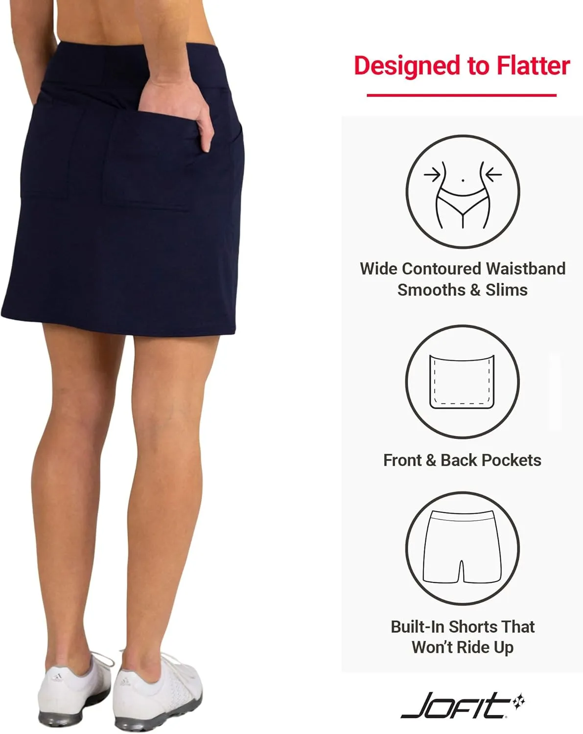 Jofit Apparel Womens Athletic Clothing Long Mina Skort for Golf & Tennis