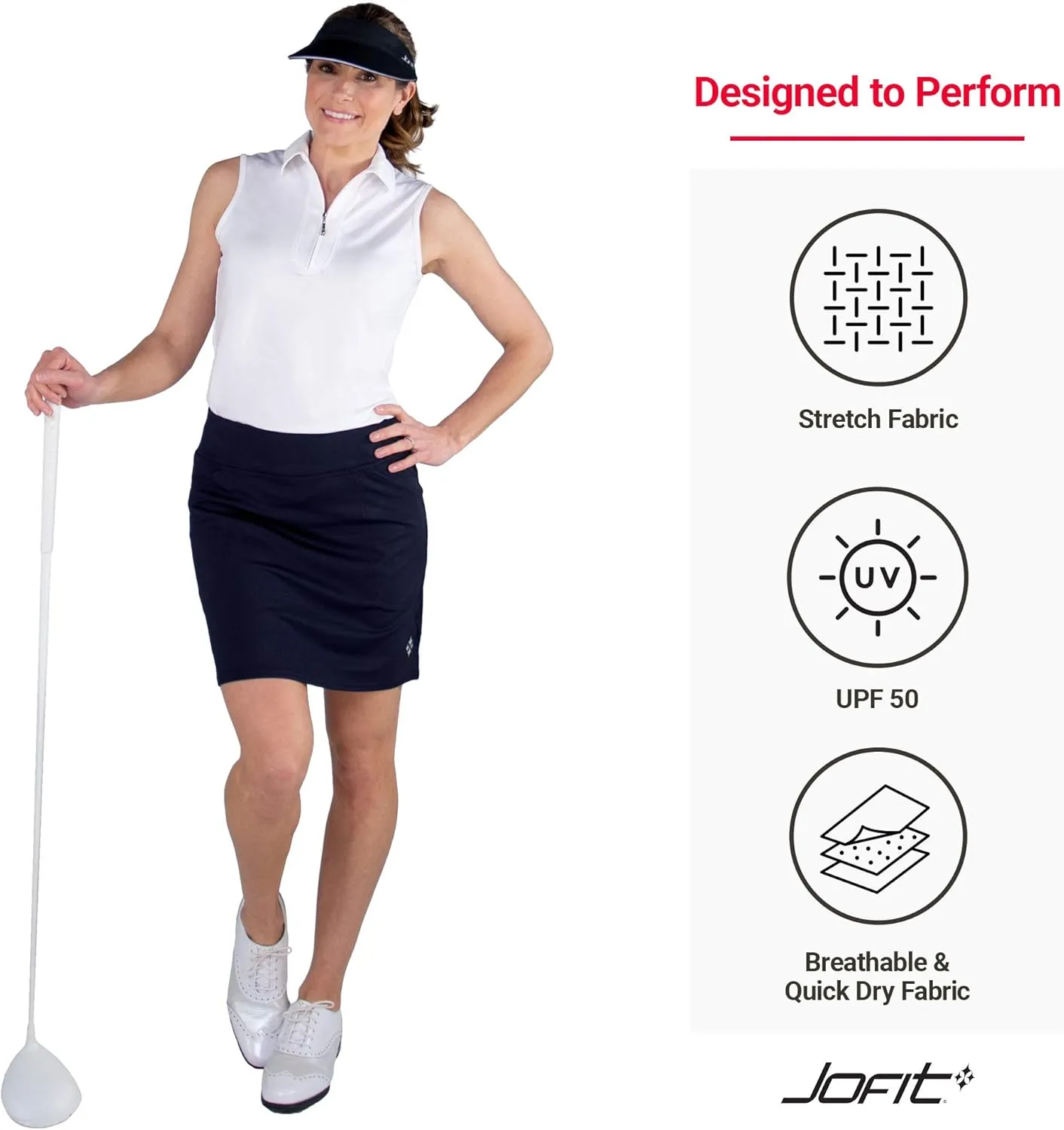 Jofit Apparel Womens Athletic Clothing Long Mina Skort for Golf & Tennis