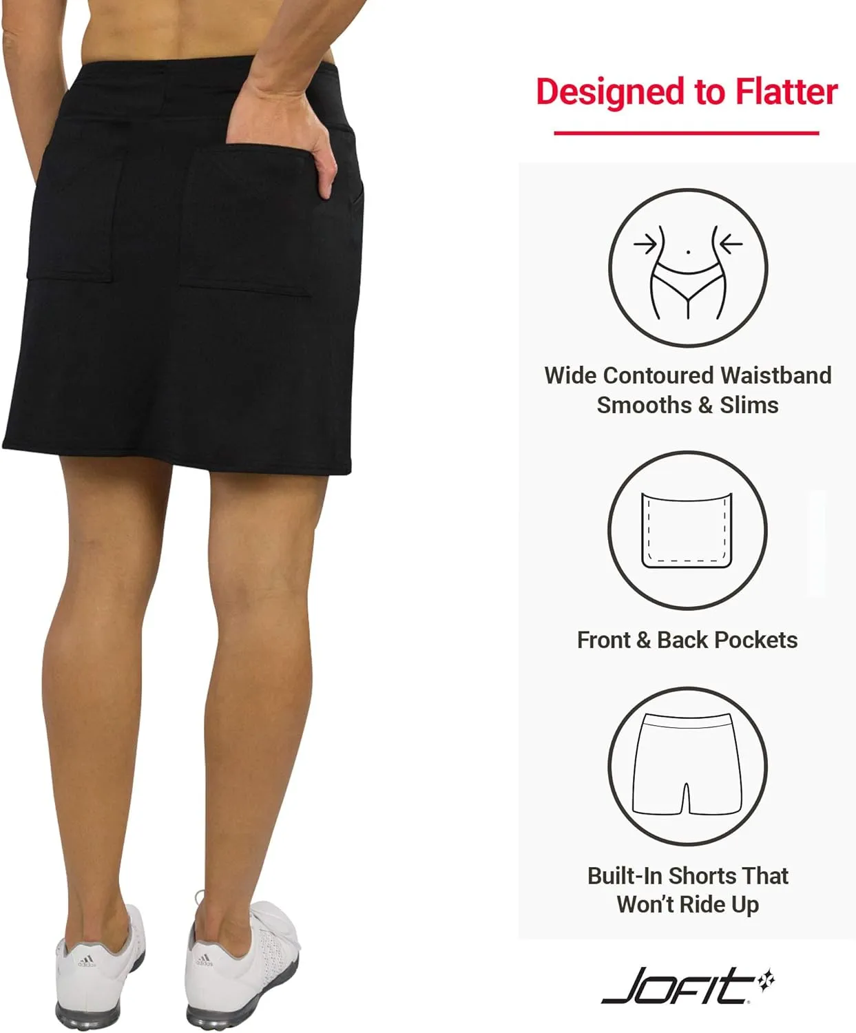 Jofit Apparel Womens Athletic Clothing Long Mina Skort for Golf & Tennis