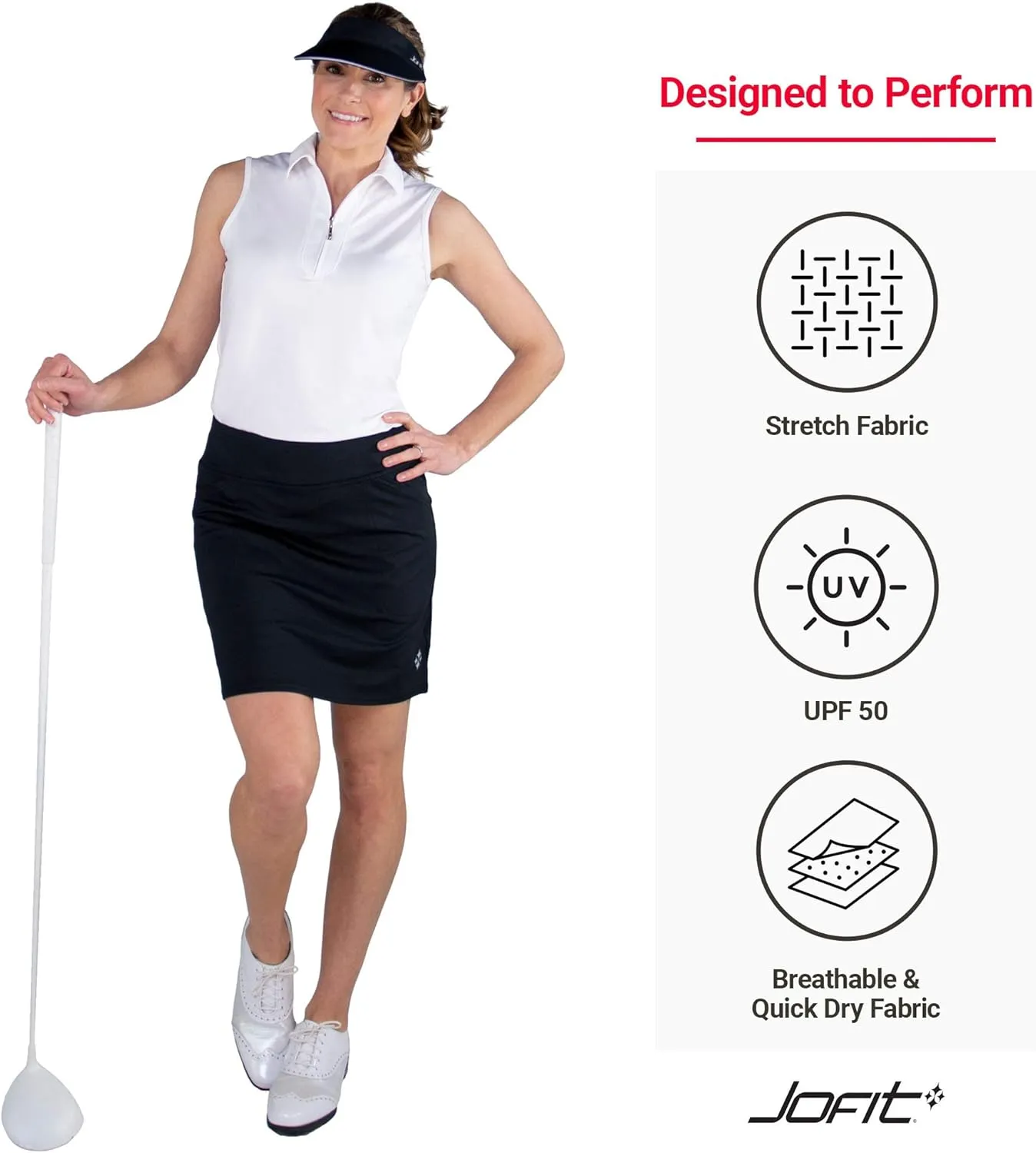 Jofit Apparel Womens Athletic Clothing Long Mina Skort for Golf & Tennis