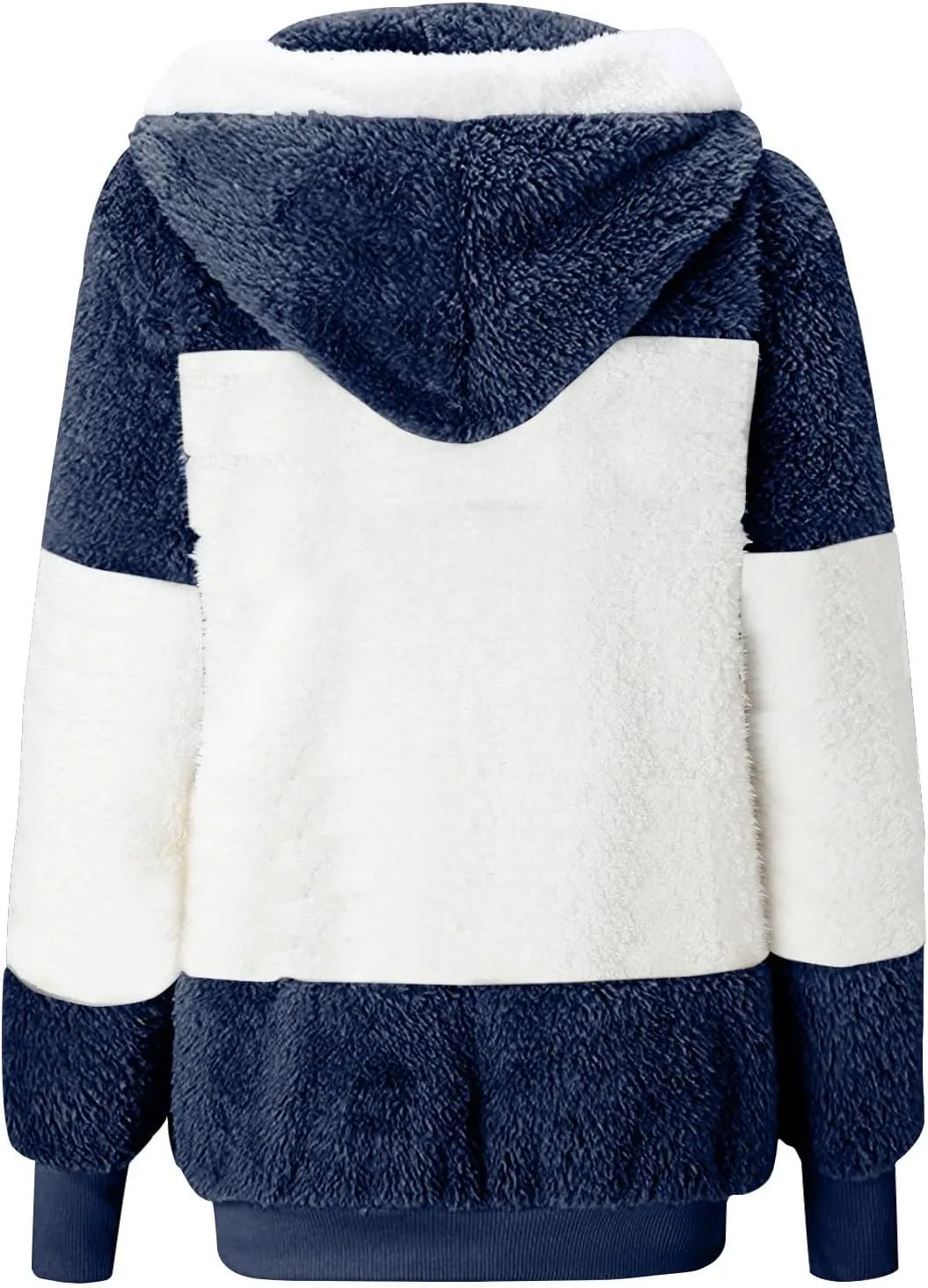 jovati Fleece Jacket Women Zip Up Color Block Hoodie Sweatshirts Long Sleeve Cardigan Fall Clothes 2023 Loose Fit Sweater