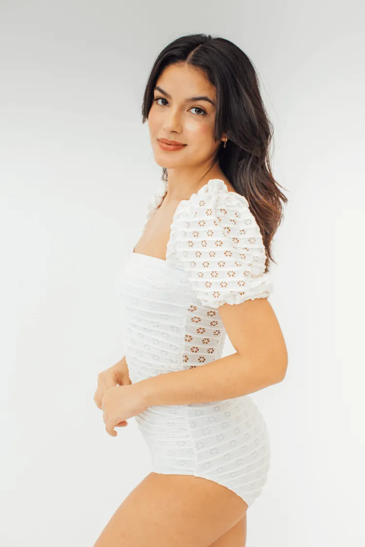 Kaity Eyelet Detail Textured One Piece