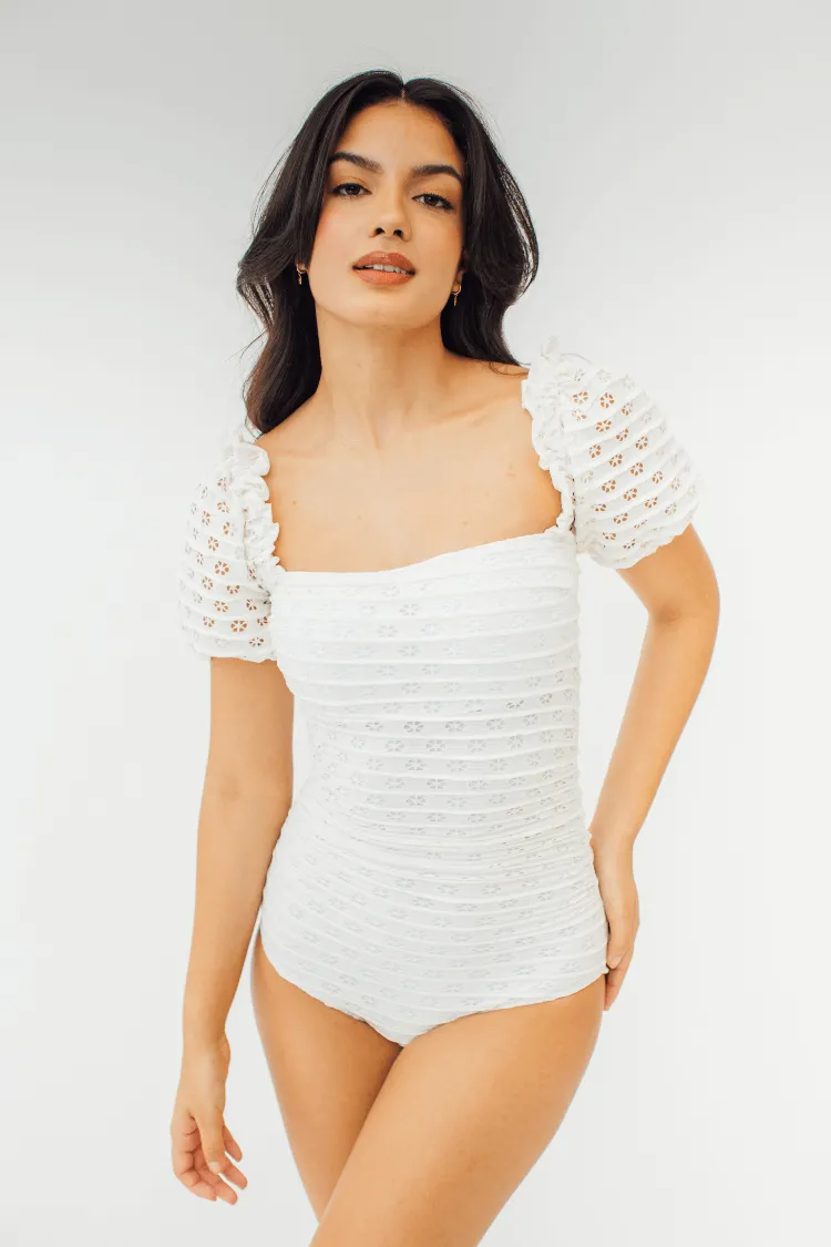 Kaity Eyelet Detail Textured One Piece