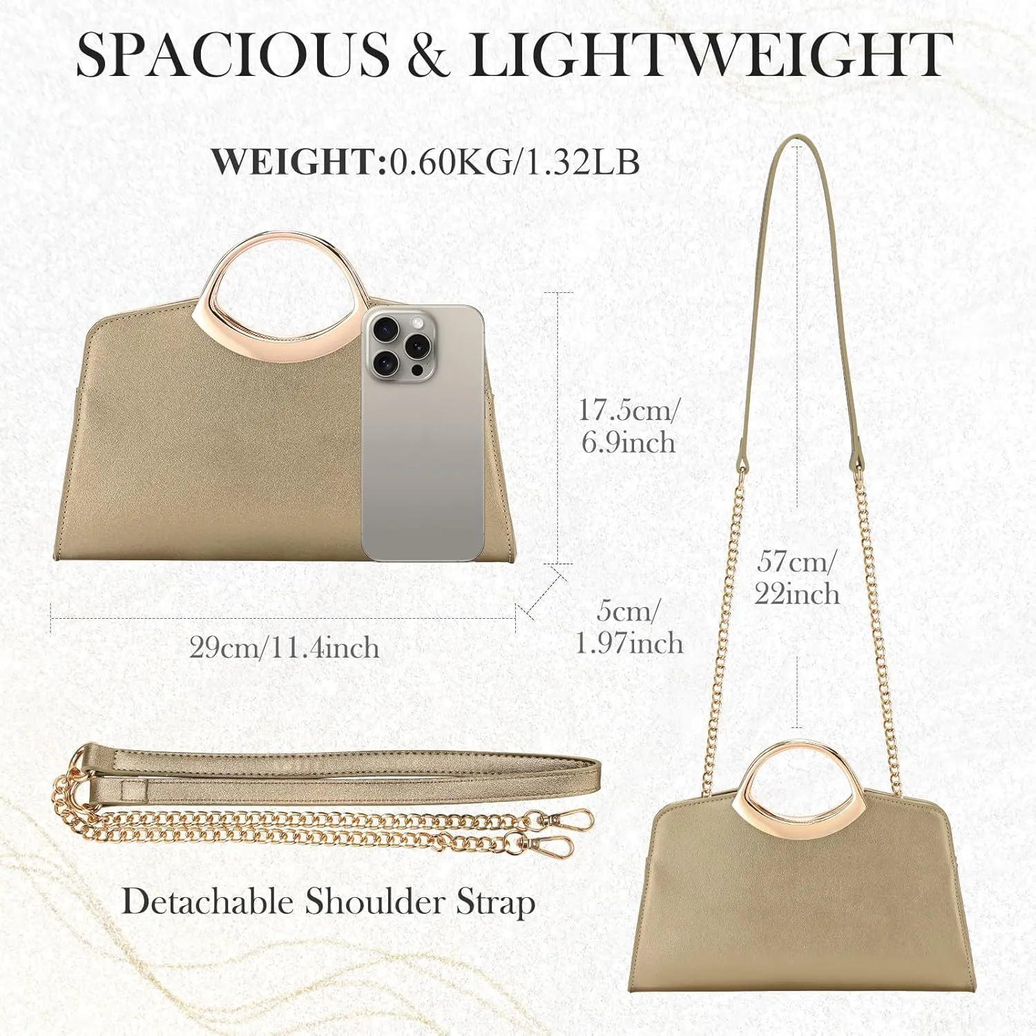 Kasqo Clutch Purse for Women,Fashion Vegan Leather Evening Bag Formal Handbag Crossbody Bag for Party Wedding Cocktail Prom