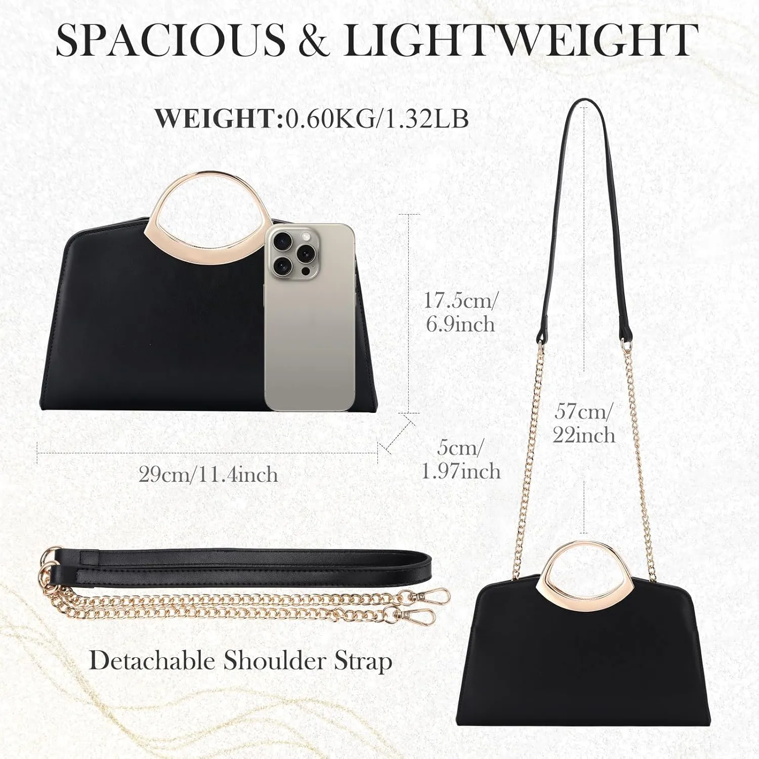 Kasqo Clutch Purse for Women,Fashion Vegan Leather Evening Bag Formal Handbag Crossbody Bag for Party Wedding Cocktail Prom