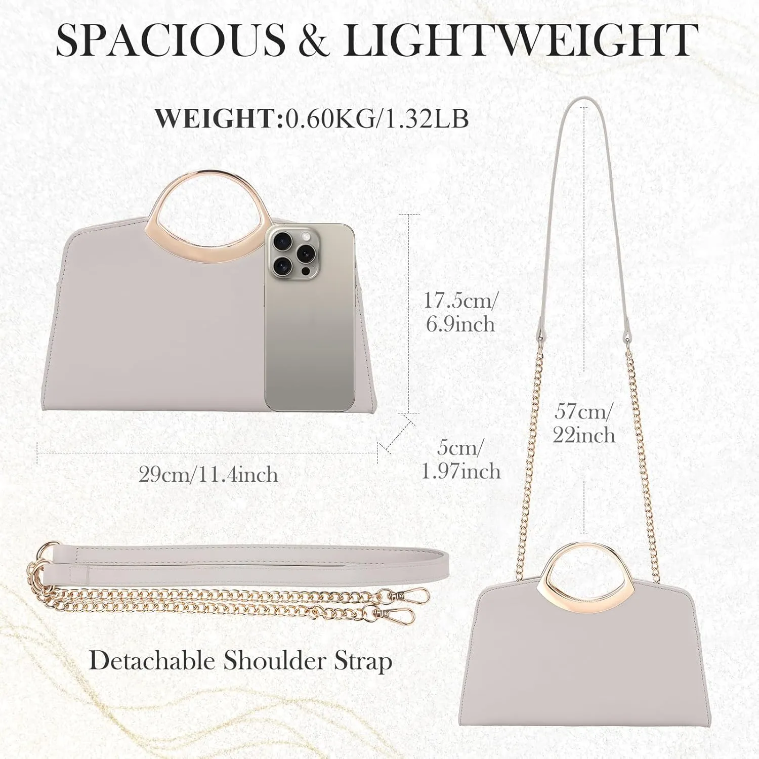 Kasqo Clutch Purse for Women,Fashion Vegan Leather Evening Bag Formal Handbag Crossbody Bag for Party Wedding Cocktail Prom
