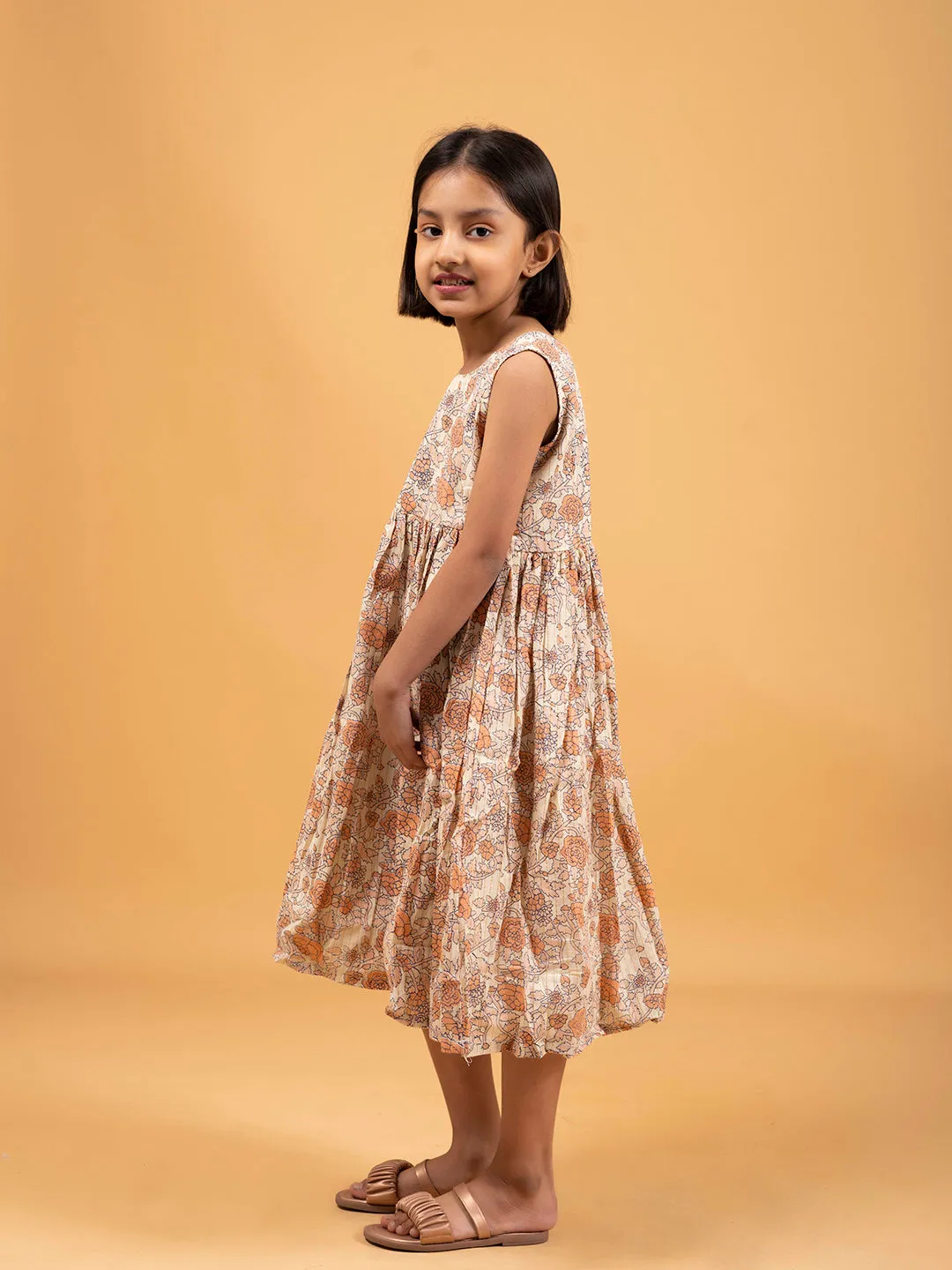 Kids Off-White Printed Sleeveless Cotton Dress