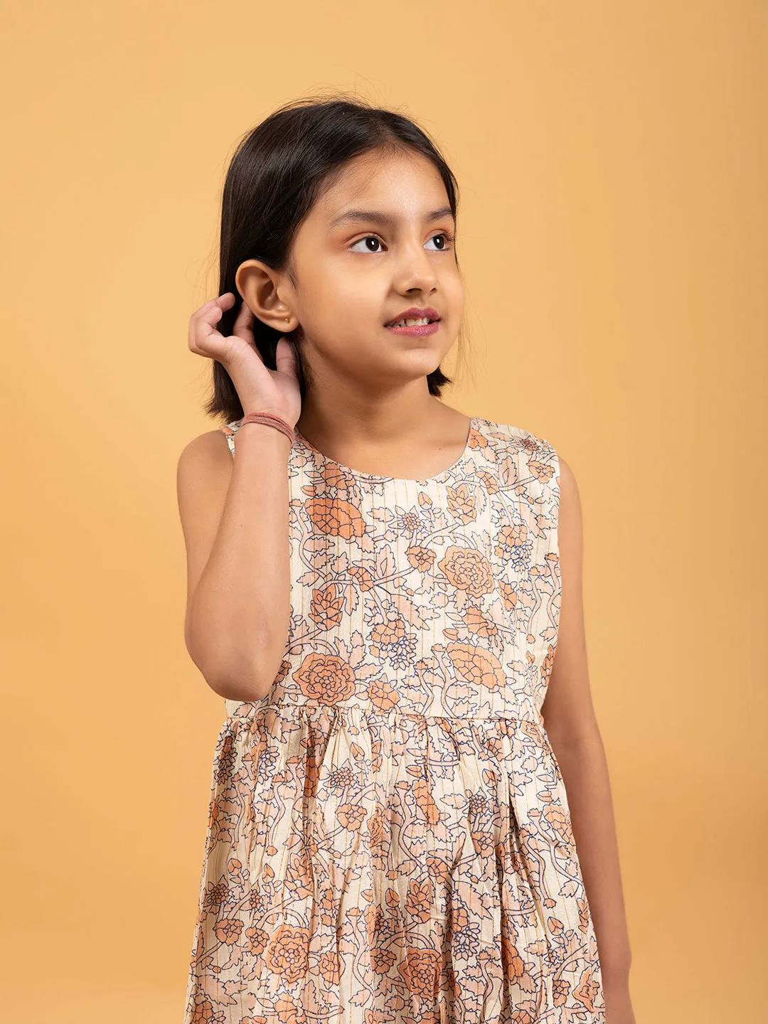 Kids Off-White Printed Sleeveless Cotton Dress