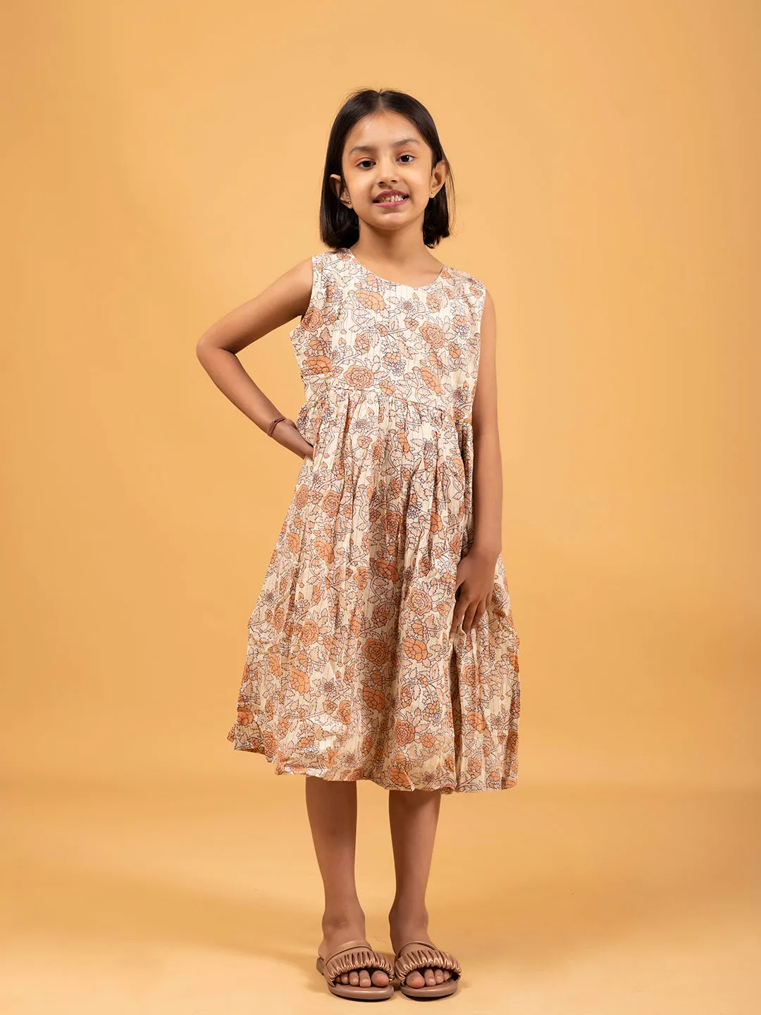 Kids Off-White Printed Sleeveless Cotton Dress
