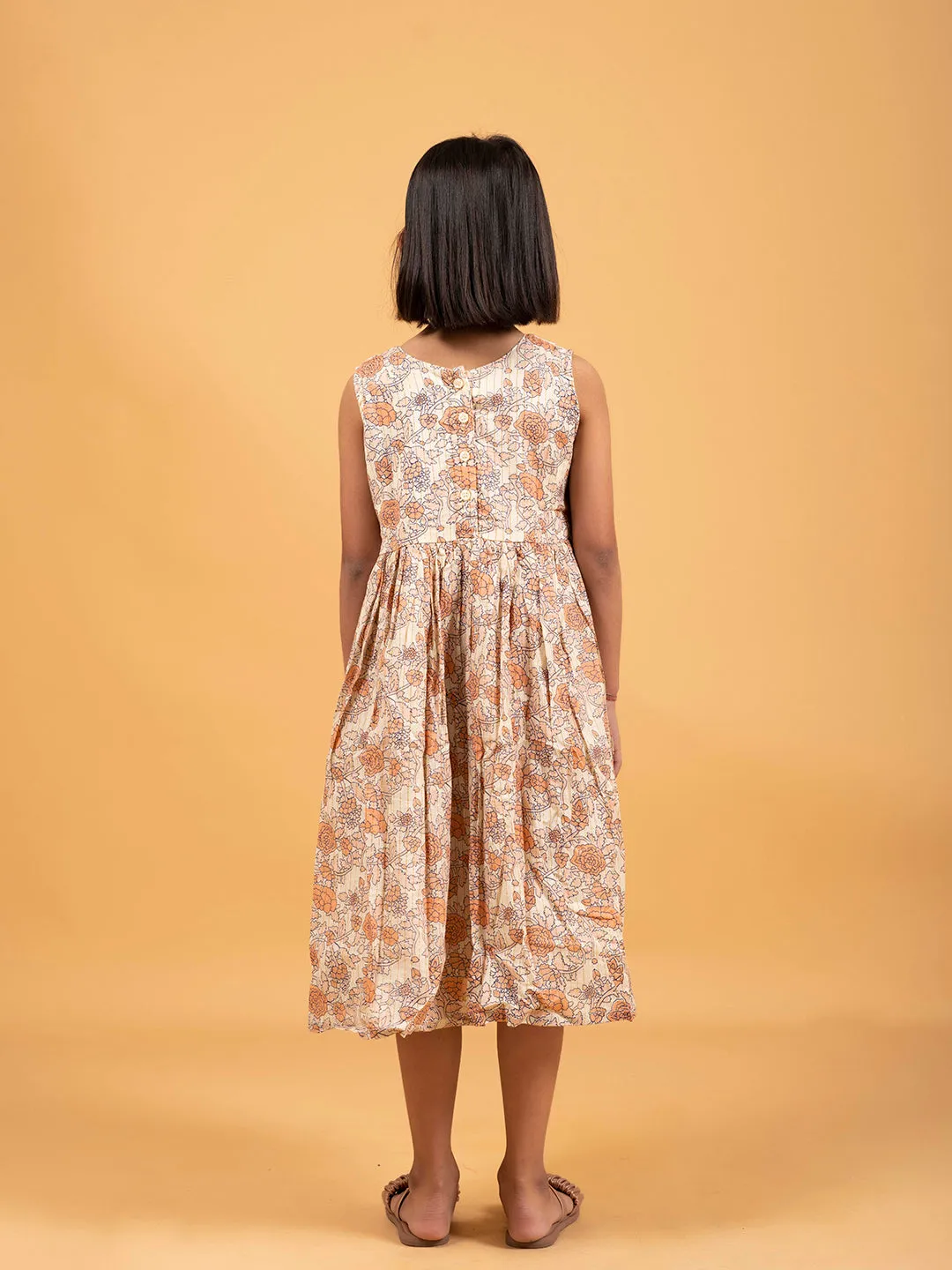 Kids Off-White Printed Sleeveless Cotton Dress