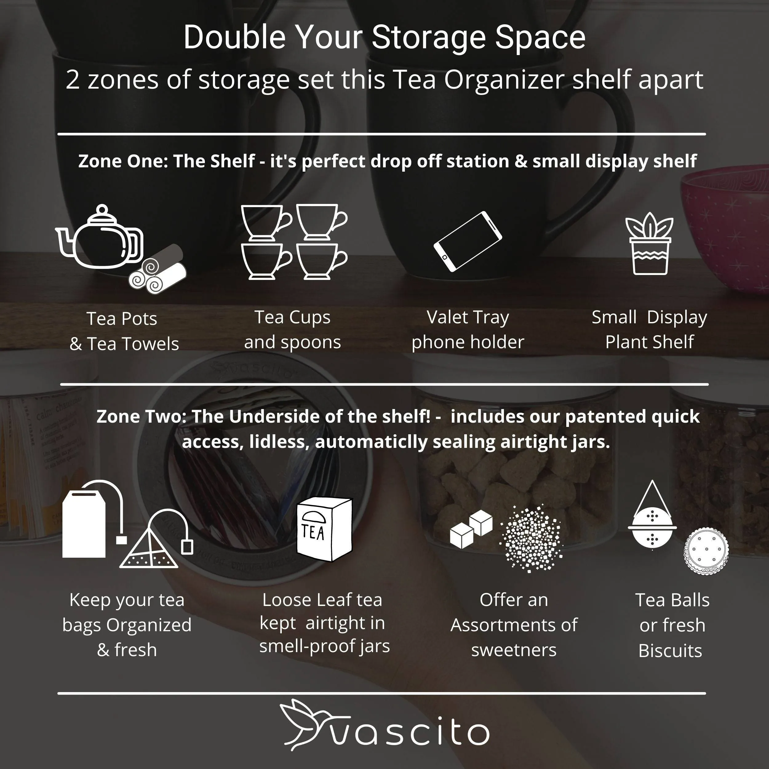 Kitchen Space Saving Stash Jars  Organizer for Cabinets