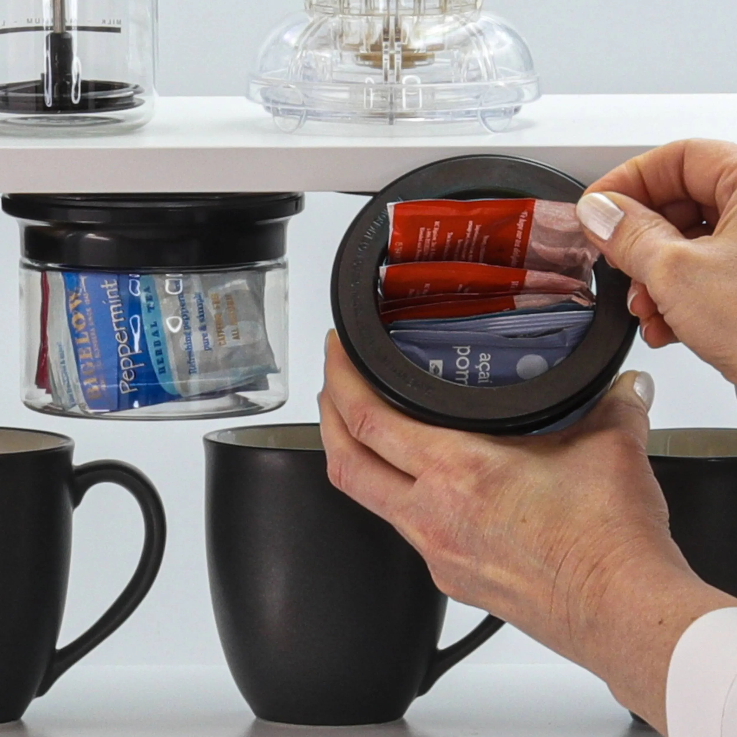 Kitchen Space Saving Stash Jars  Organizer for Cabinets