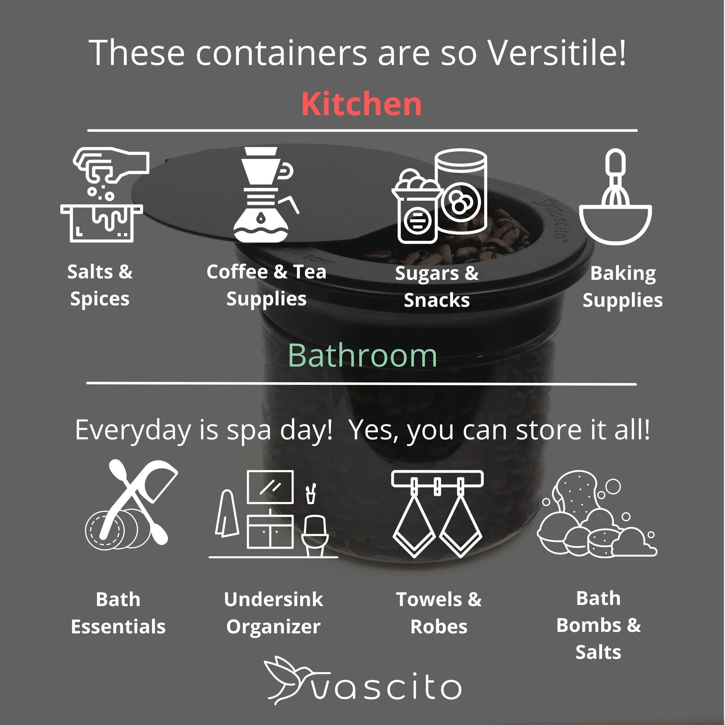 Kitchen Space Saving Stash Jars  Organizer for Cabinets