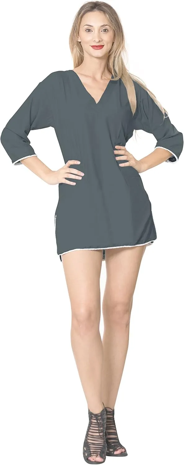 LA LEELA Women's Beachwear Summer Beach Dress Cover Ups Swimwear Swimsuit Wear