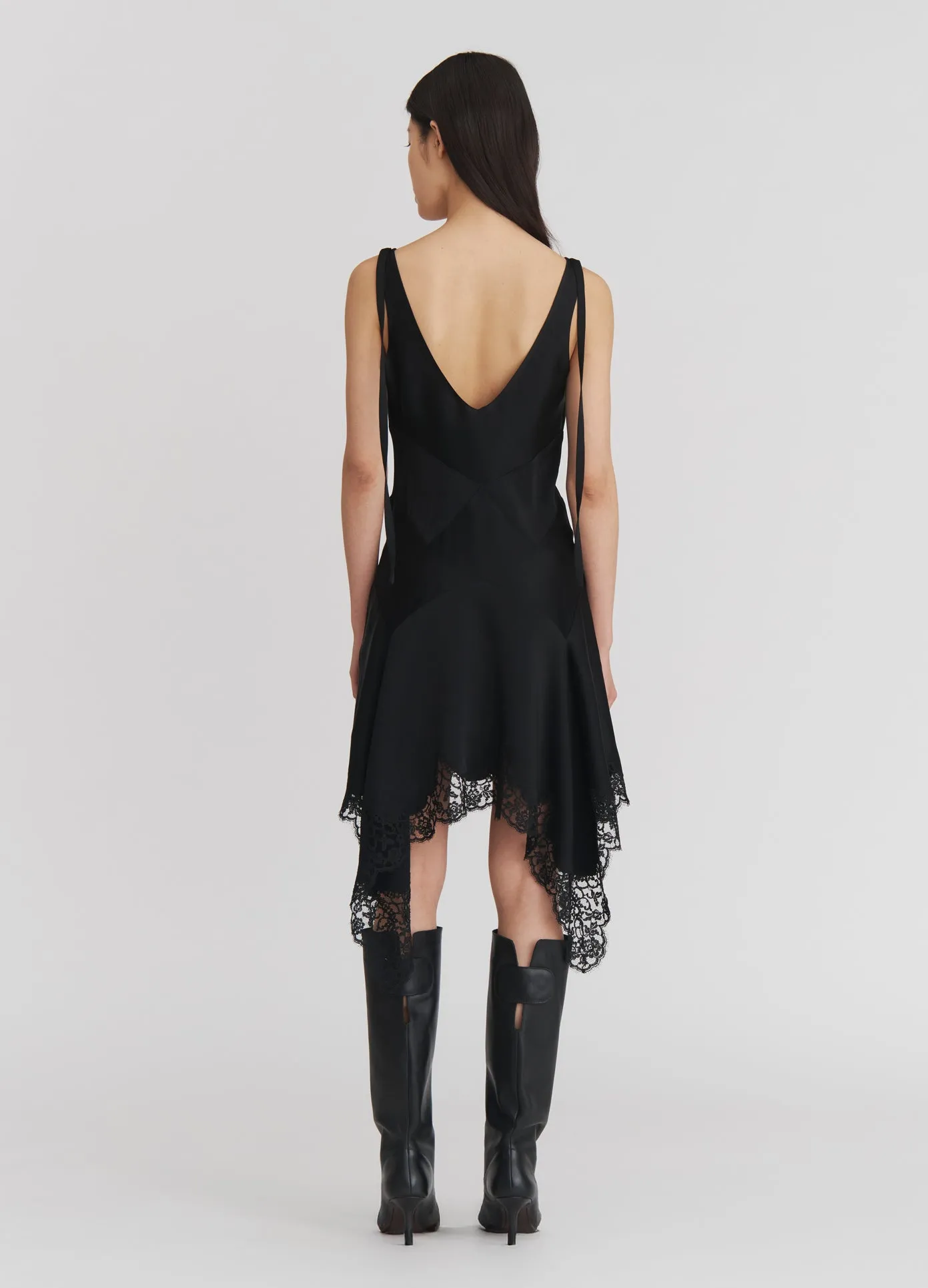Lace Triangle Flared Mini Dress