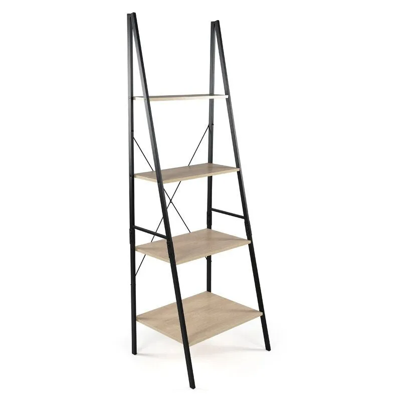Ladder Bookcase Great in your Living Room, Office, or Den 4 Versatile Shelves can be Used for Decorative, Storage, and Organizational