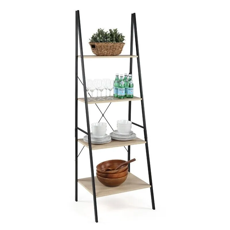 Ladder Bookcase Great in your Living Room, Office, or Den 4 Versatile Shelves can be Used for Decorative, Storage, and Organizational