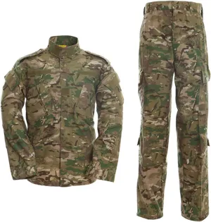 LANBAOSI Men's Tactical Jacket and Pants Military Hunting ACU Uniform 2PC Apparel Suit