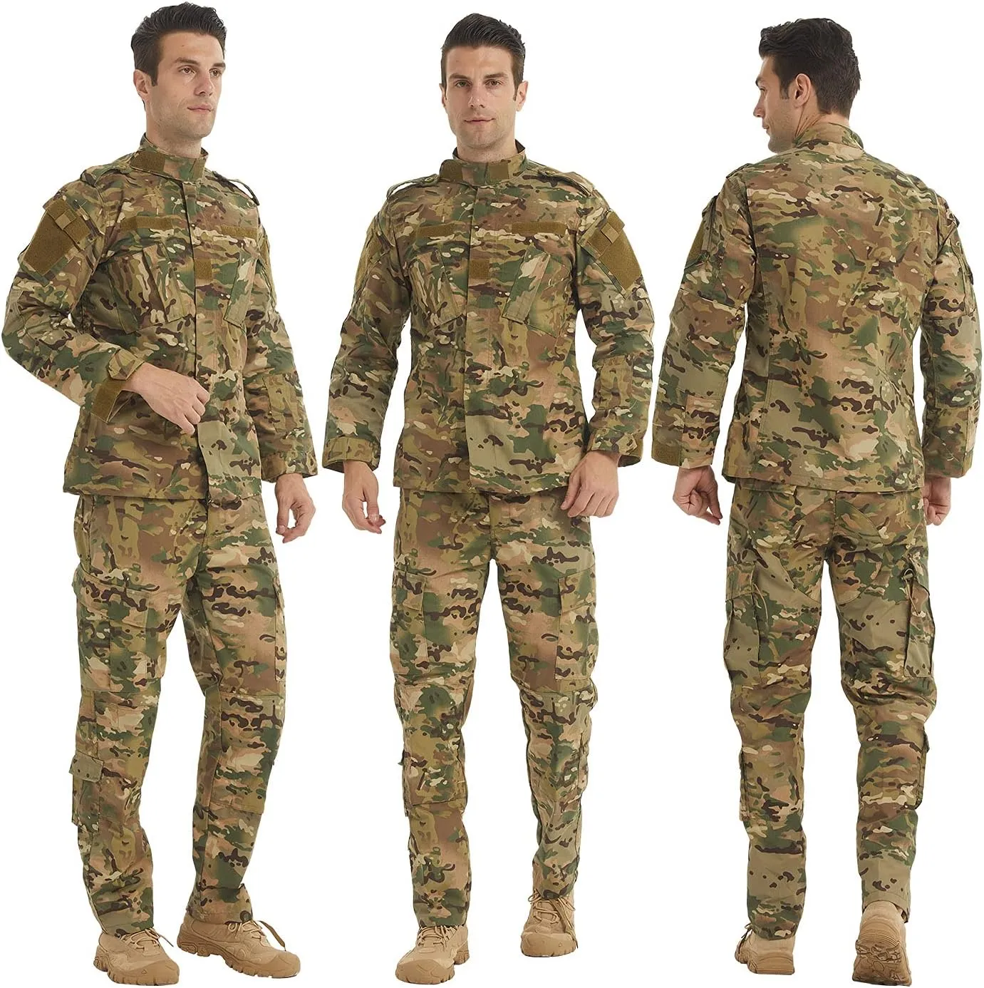 LANBAOSI Men's Tactical Jacket and Pants Military Hunting ACU Uniform 2PC Apparel Suit