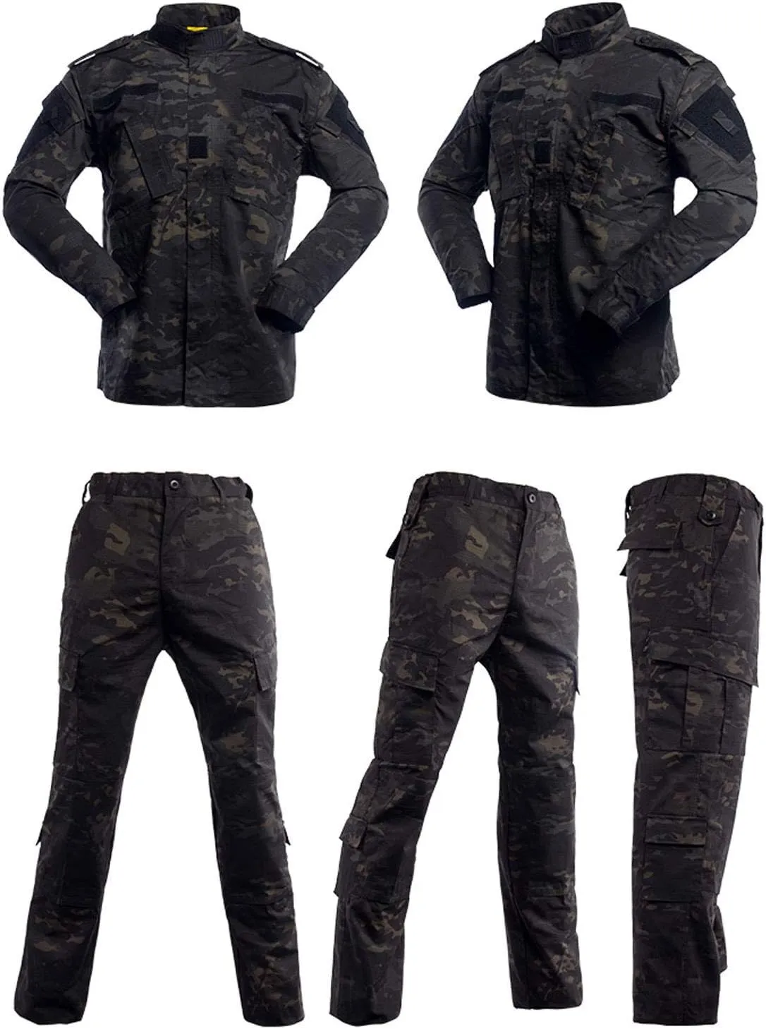 LANBAOSI Men's Tactical Jacket and Pants Military Hunting ACU Uniform 2PC Apparel Suit