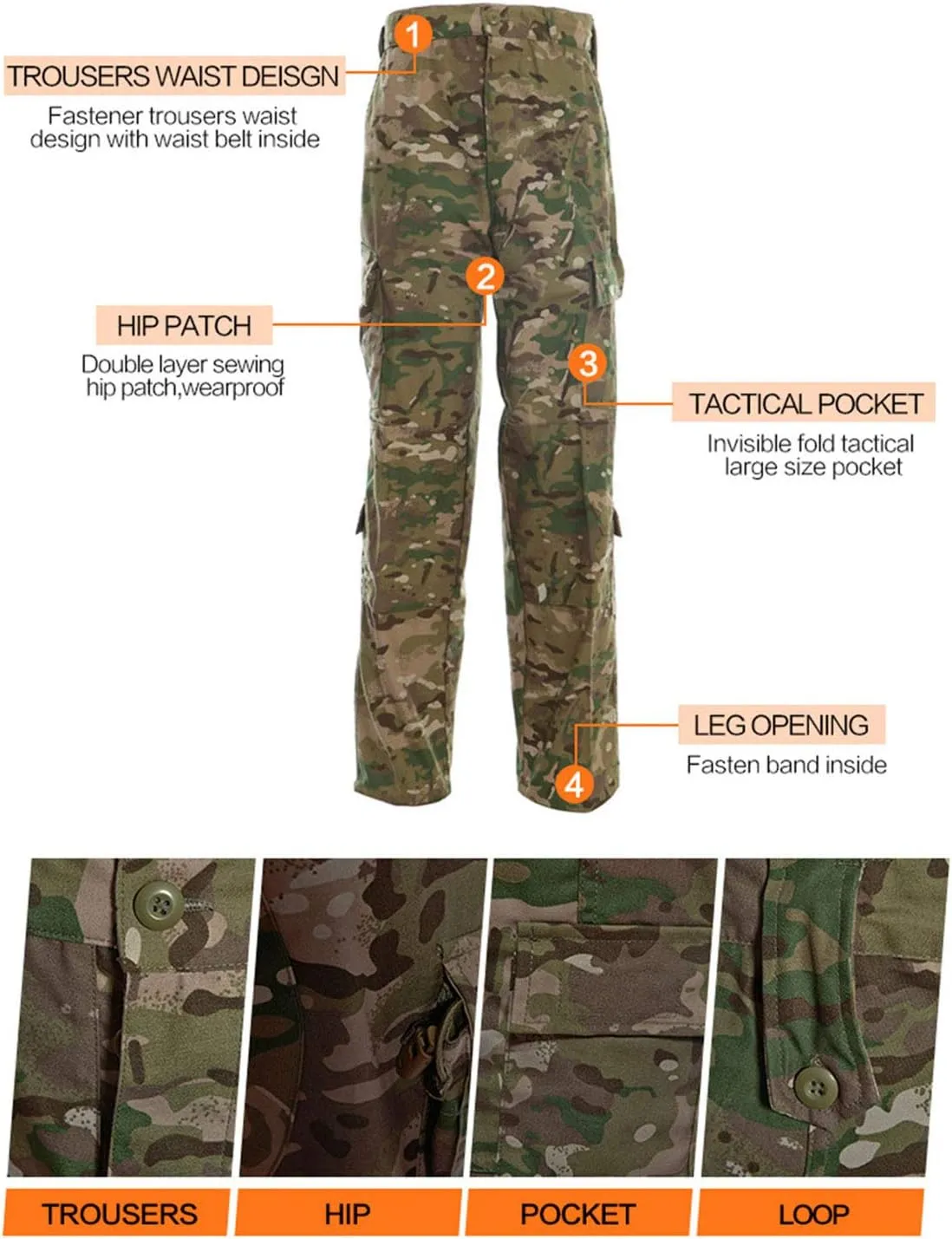 LANBAOSI Men's Tactical Jacket and Pants Military Hunting ACU Uniform 2PC Apparel Suit