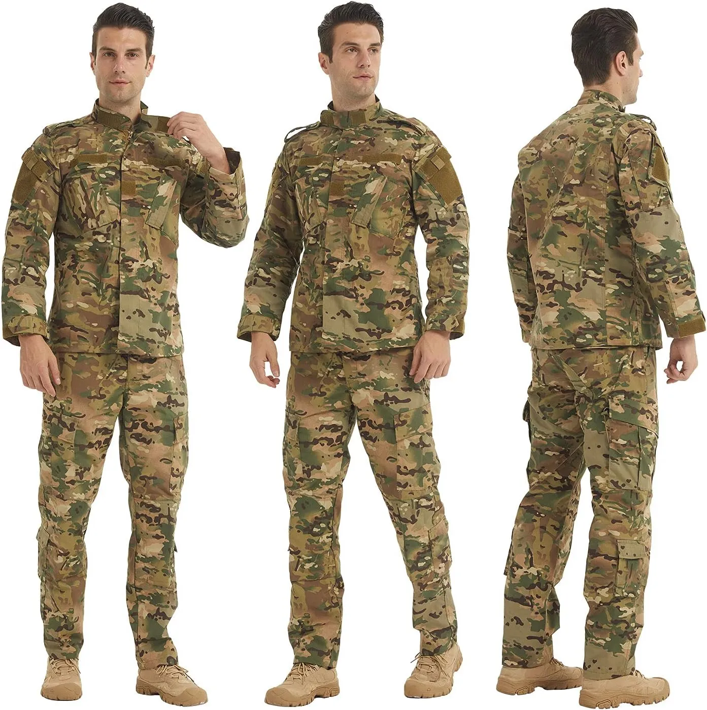 LANBAOSI Men's Tactical Jacket and Pants Military Hunting ACU Uniform 2PC Apparel Suit