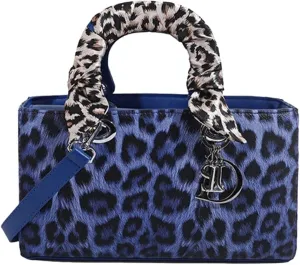 Leopard Print Handbag for Women PU Leather Shoulder Waterproof Crossbody Fashion Messenger Satchel Elegant Hobo Top Handle