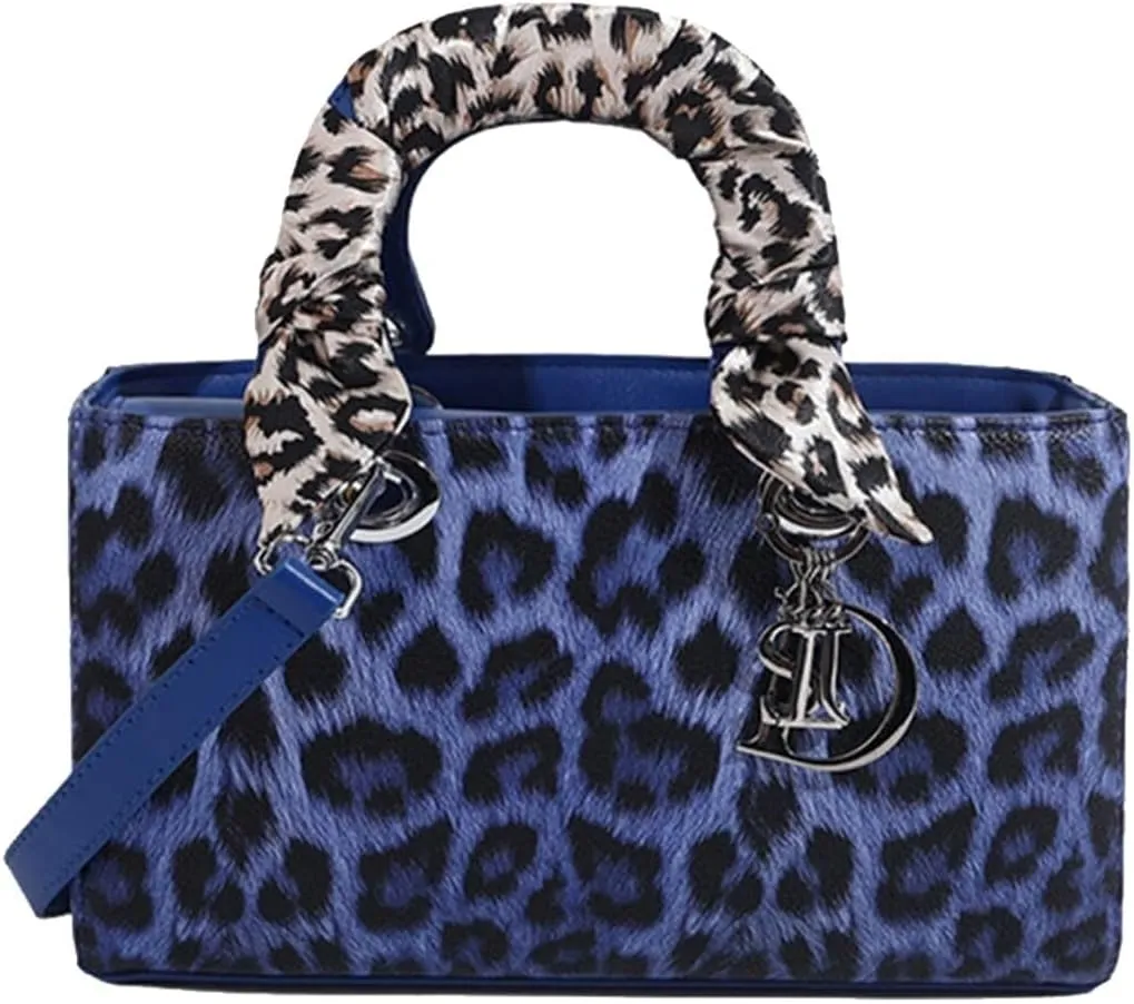 Leopard Print Handbag for Women PU Leather Shoulder Waterproof Crossbody Fashion Messenger Satchel Elegant Hobo Top Handle