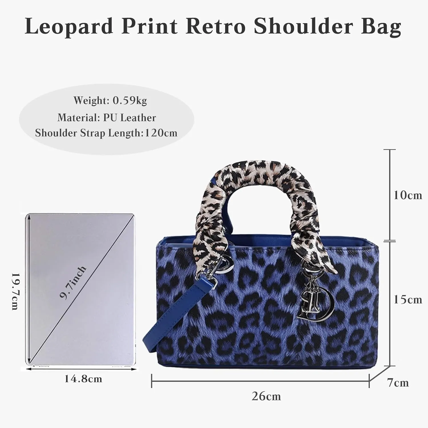 Leopard Print Handbag for Women PU Leather Shoulder Waterproof Crossbody Fashion Messenger Satchel Elegant Hobo Top Handle