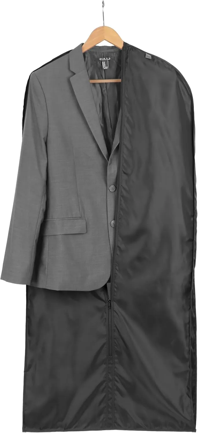 Lewis N. Clark Travel Garment Bag Cover for Airplane, Car, Everyday Use-Heavy-Duty, Lightweight, Water-Resistant, Perfect for Suits, Dresses, or Uniforms, 47 Length, Black, One Size