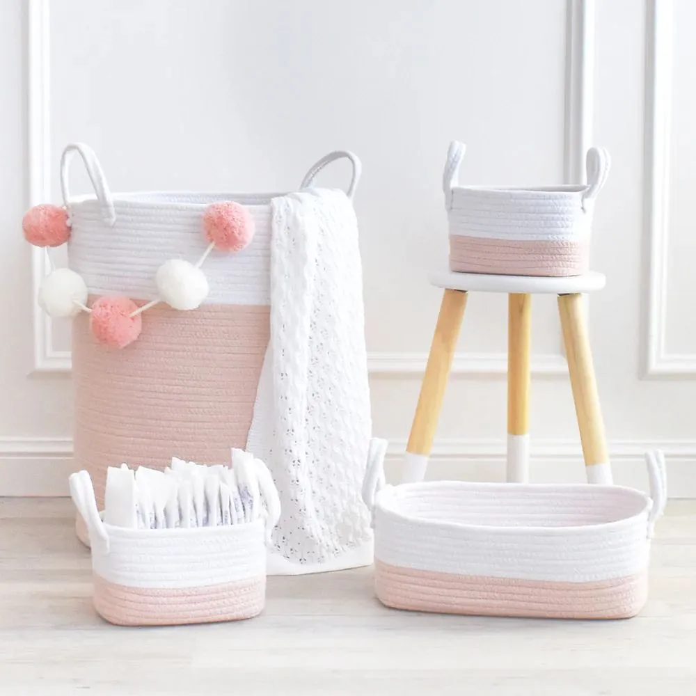 Living Textiles 3 Piece Storage Set - Blush/White