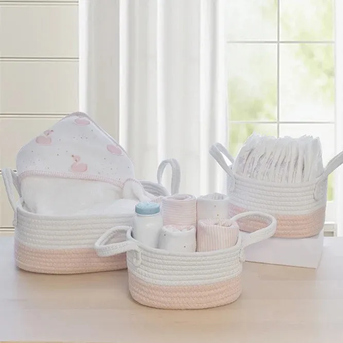 Living Textiles 3 Piece Storage Set - Blush/White