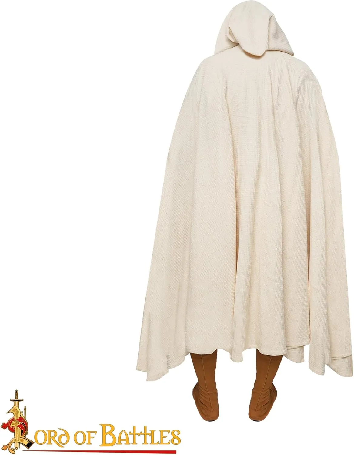 Lord of Battles Medieval Tunic with Cape Templar Knight Surcoat Halloween Costume Hooded Cape Cloak Cosplay Costume
